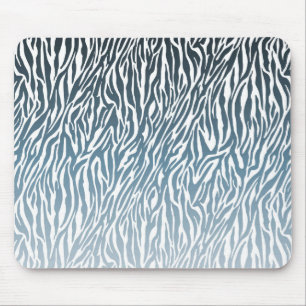 Wild Blue Zebra Print Ombre Mouse Pad