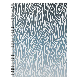 Wild Blue Zebra Print Ombre Notebook
