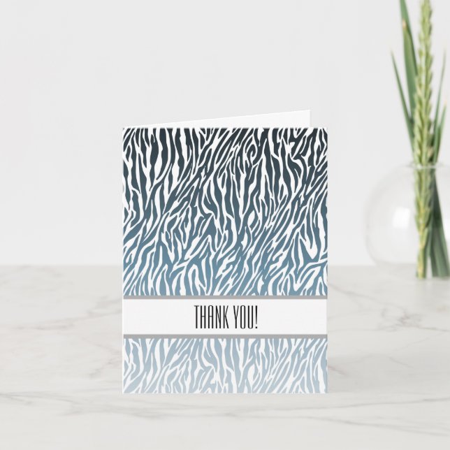Wild Blue Zebra Print Thank You (Front)
