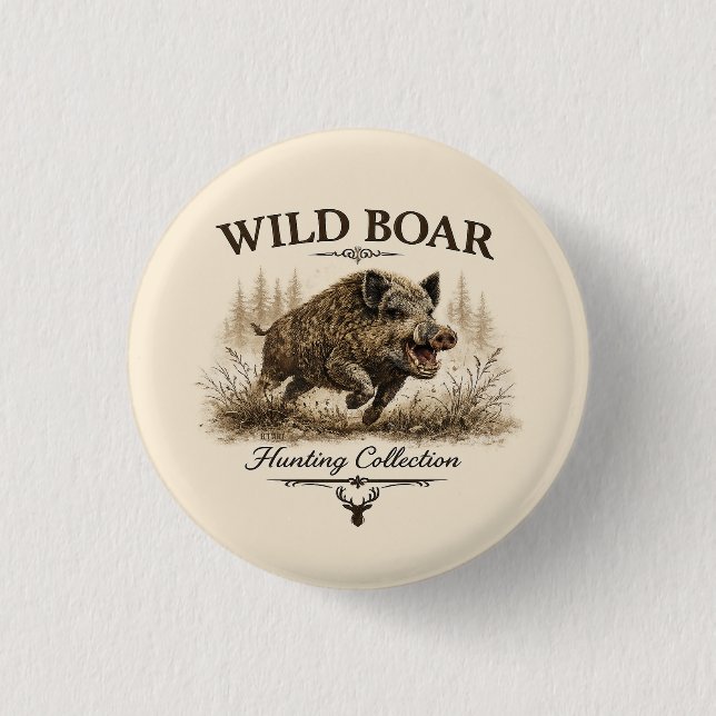 Wild Boar 1 Inch Round Button (Front)