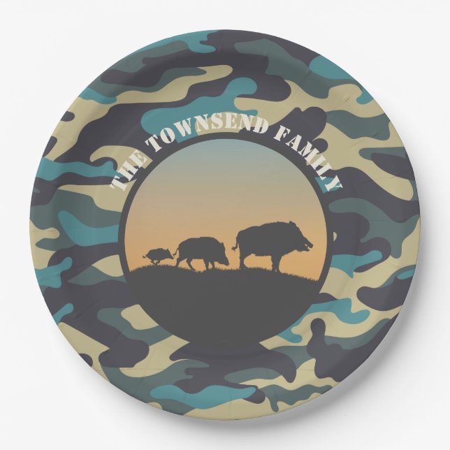 Wild Boar and Camo Paper Plate (Front)