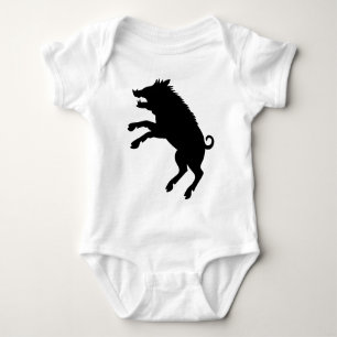 Wild Boar Black and White Silhouette Baby Bodysuit