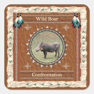 Wild Boar Confrontation Energy Square Sticker