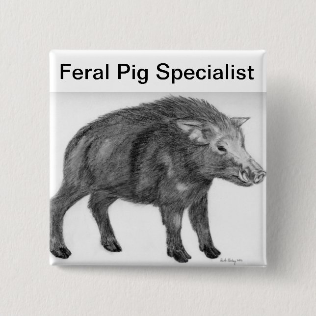 Wild Boar, Defensive Stance 2 Inch Square Button (Front)