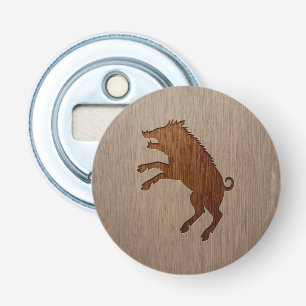 Wild boar engraved on wood design bottle opener