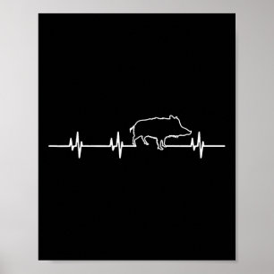 Wild Boar Heartbeat Ekg Hog Hunter Hunt Hunting Poster