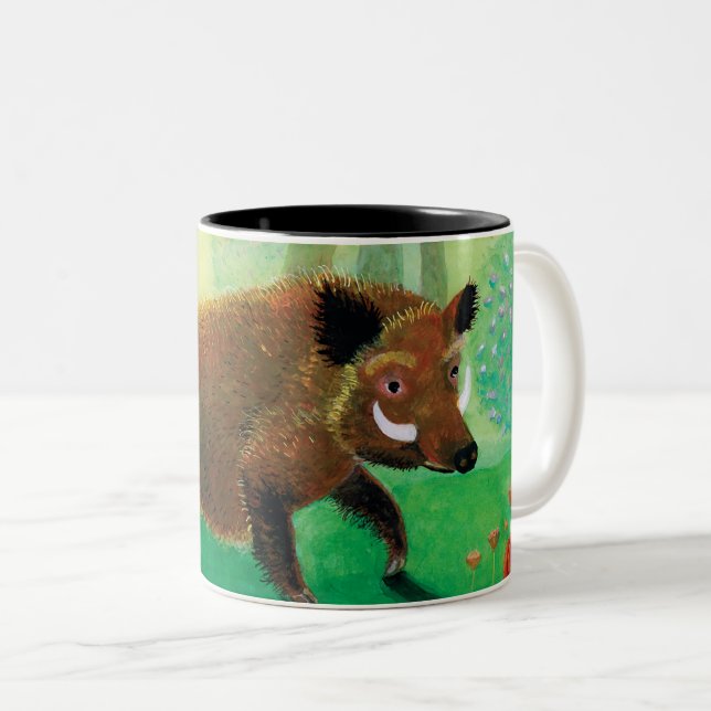 Wild Boar Illustration Two-Tone Coffee Mug (Front Right)