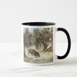 Wild Boar in the Snow, signed as Courbet (fake) Mug