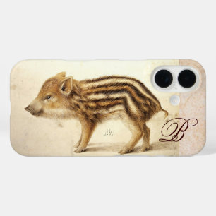 WILD BOAR PIGLET Animal Drawing Monogram iPhone 16 Case