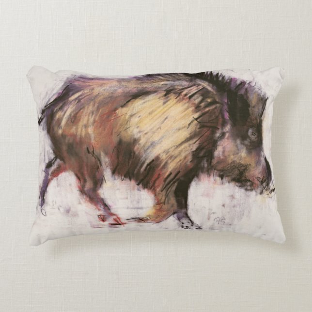 Wild Boar Trotting 1999 Accent Pillow (Front)
