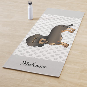 Wild Boar Wire Haired Dachshund Cartoon Dog & Name Yoga Mat