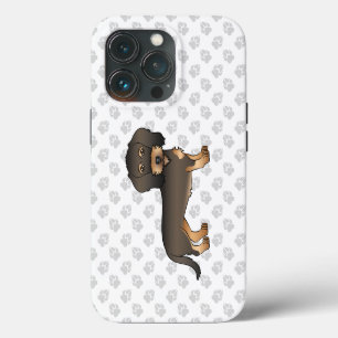 Wild Boar Wire Haired Dachshund Cartoon Dog & Paws iPhone 13 Pro Case