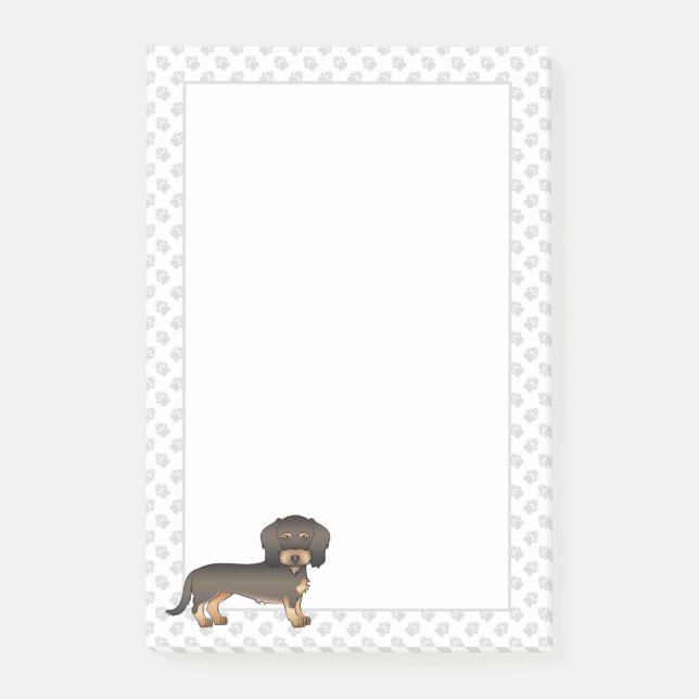 Wild Boar Wire Haired Dachshund Cartoon Dog & Paws Post-it Notes (Front)