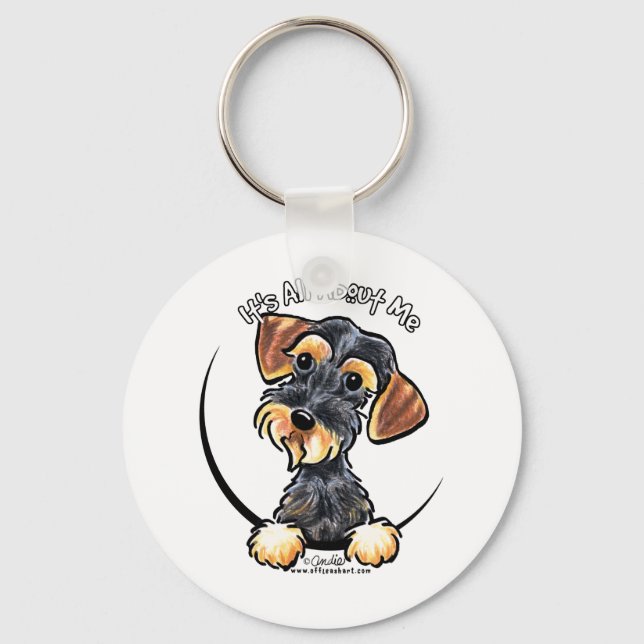 Wild Boar Wirehaired Dachshund Its All About Me Keychain (Front)