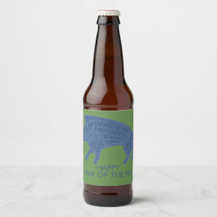 Wild Boar with Runes Beer Bottle Label