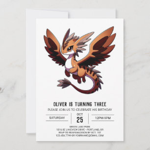 Wild Boho Dragon Birthday  Invitation