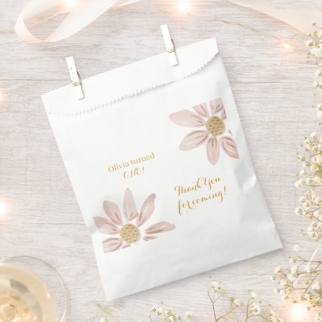 Wild Boho Pink Daisy Baby Birthday  Favour Bag (Clipped)