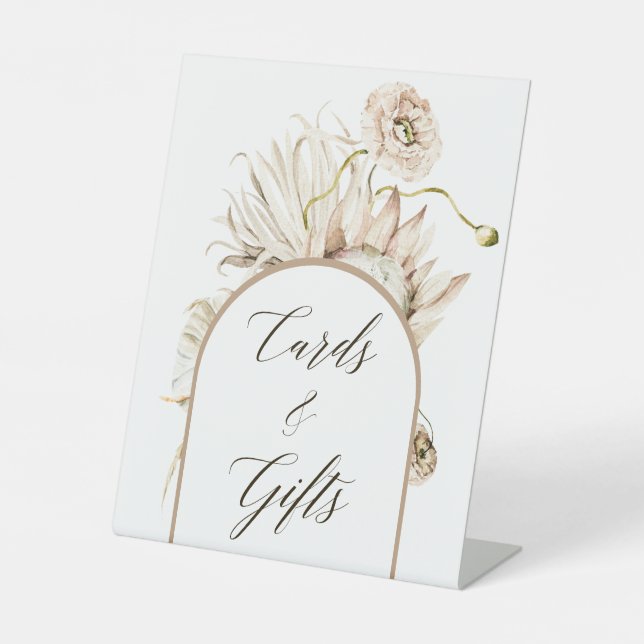 Wild Boho Protea Pampas Grass Cards & Gifts   Pedestal Sign (Front)