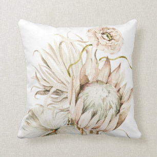 Wild Boho Protea Pampas Grass Floral Throw Pillow