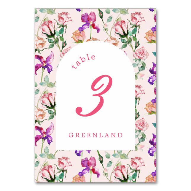 Wild Botanical Maximalism Wedding Table Number (Front)