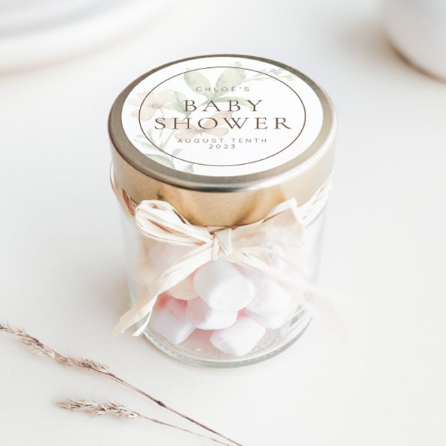 Wild Botanical Rustic Floral Invitation & Favour Classic Round Sticker (Fun and fully customizable favor stickers for your baby shower!)