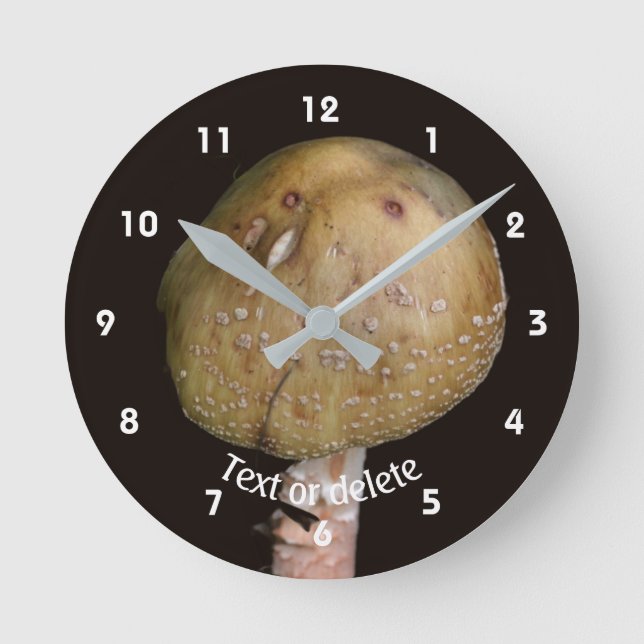 Wild Brown Mushroom Personalized Nature Round Clock (Front)