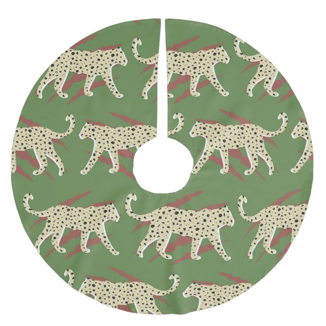 Wild Brushstrokes: Leopard in Repetition Brushed Polyester Tree Skirt (Front)