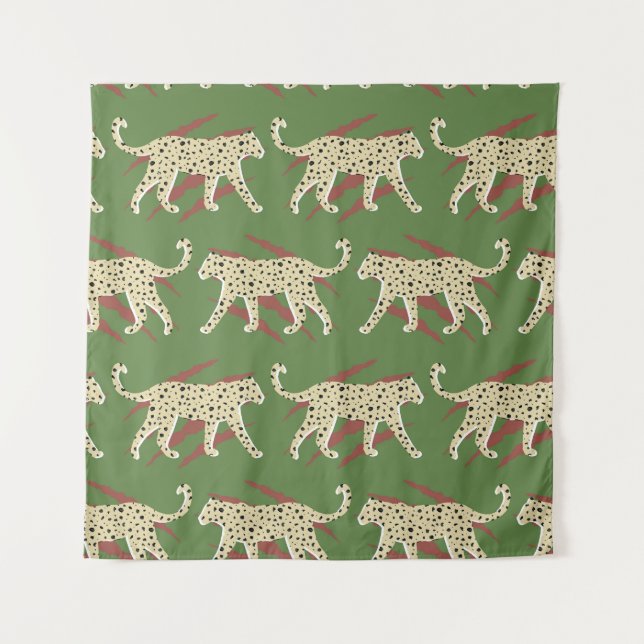 Wild Brushstrokes: Leopard in Repetition Tapestry (Front)