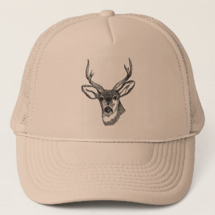 Wild Buck Deer Drawing Trucker Hat