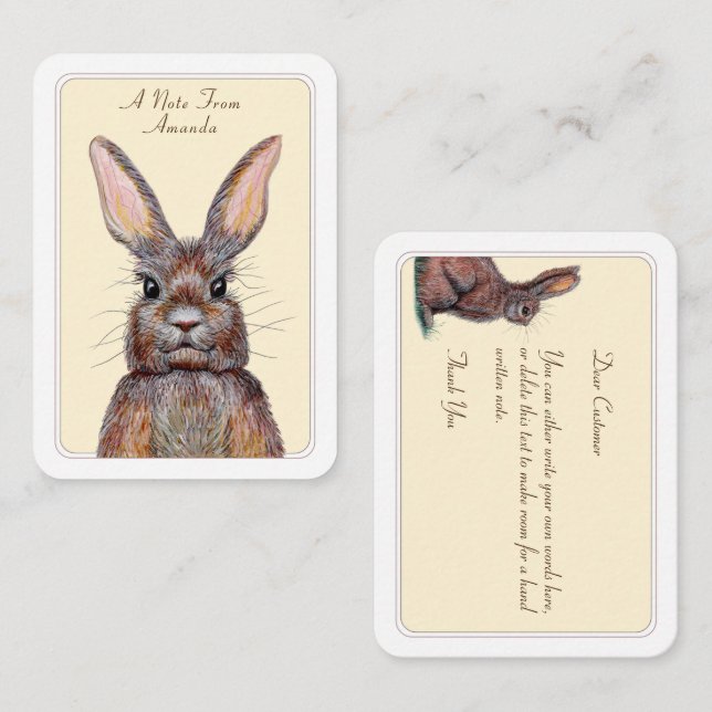 Wild Bunnies Personalised Flat Note Card (Front/Back)