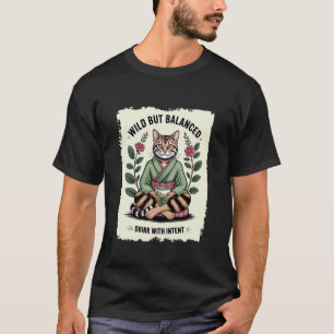 Wild But Balanced Cat Lover Meditating T-Shirt