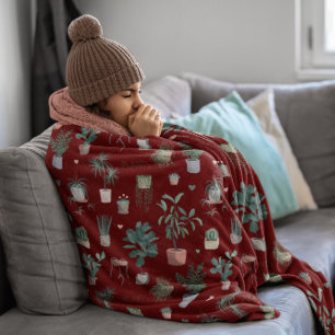 Wild Cactus Pattern Fleece Blanket