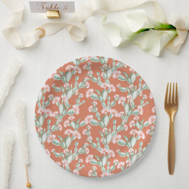 Wild Cactus Pattern Paper Plate (Wedding)