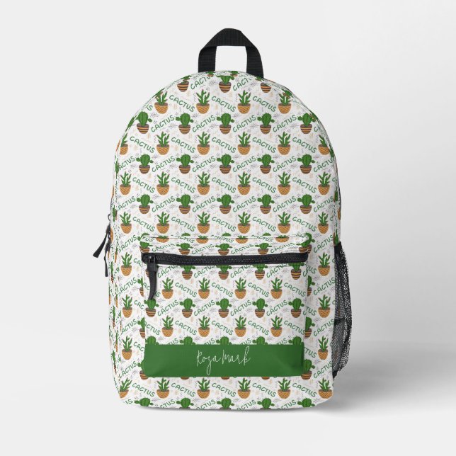 Wild Cactus Pattern Printed Backpack (Front)