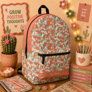 Wild Cactus Pattern Printed Backpack