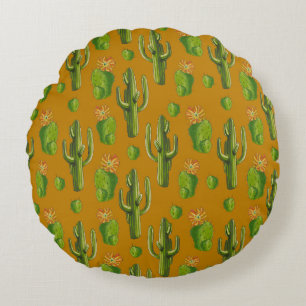 Wild Cactus Pattern Round Pillow