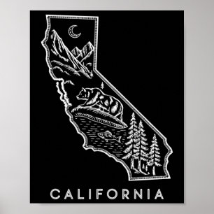 Wild California Heritage Map Sticker Poster