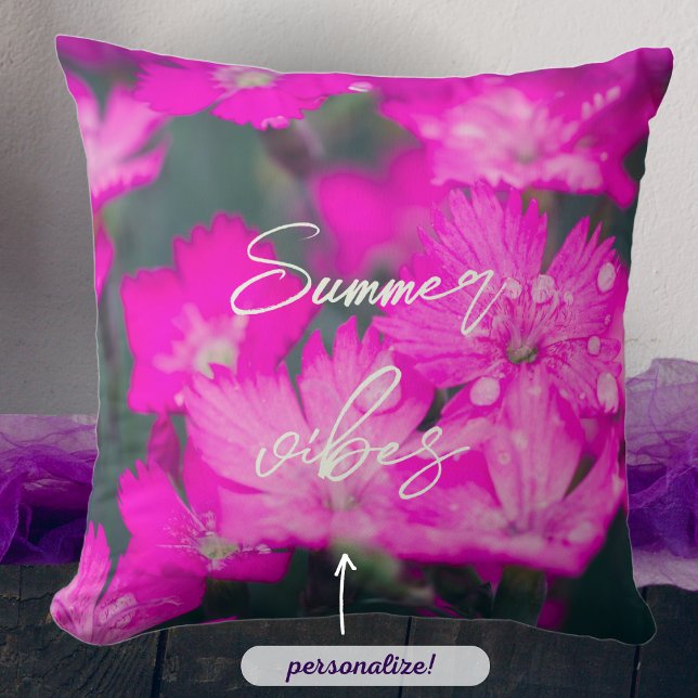 Wild carnations after rain throw pillow (Creator Uploaded)