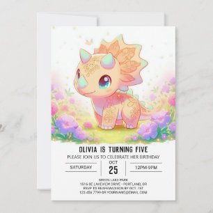 Wild Cartoon Dinosaur Digital Birthday Invitation