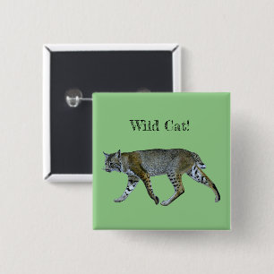 Wild Cat Bobcat 2 Inch Square Button