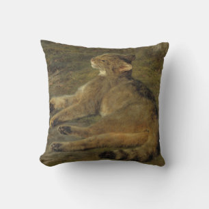 Wild Cat (by Rosa Bonheur) Throw Pillow