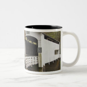 Wild Cat covered bridge, Lane County, Oregon Two-Tone Coffee Mug