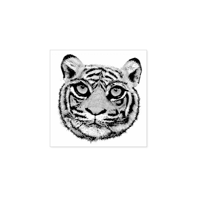 Wild Cat Face Rubber Stamp (Imprint)