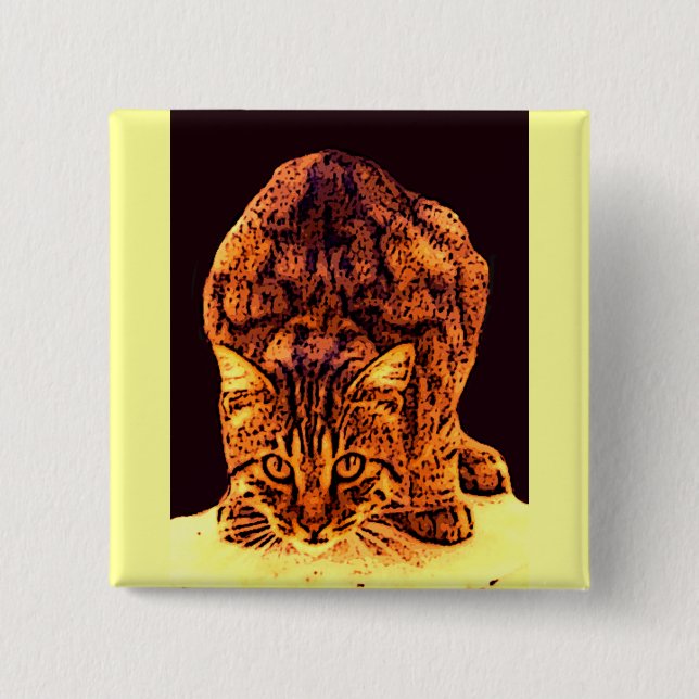 WILD CAT KITTEN 2 INCH SQUARE BUTTON (Front)
