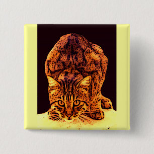 WILD CAT KITTEN 2 INCH SQUARE BUTTON