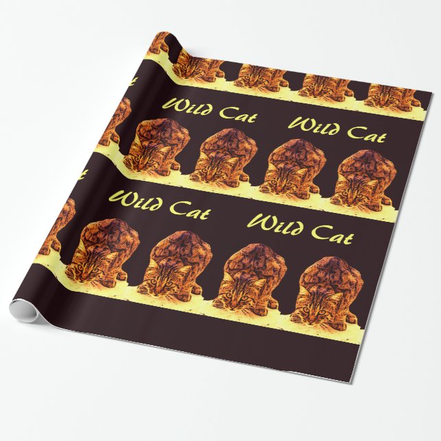 WILD CAT KITTEN WRAPPING PAPER (Unrolled)
