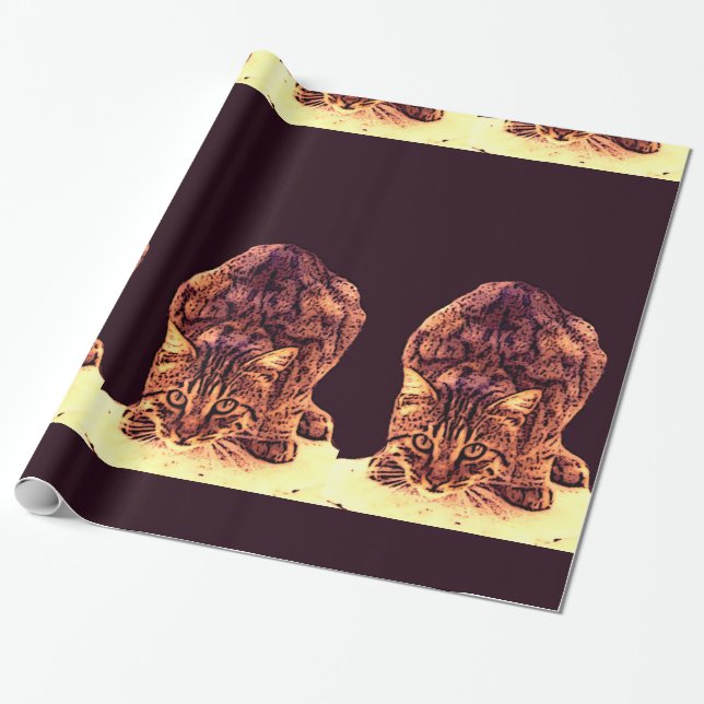 WILD CAT KITTEN WRAPPING PAPER (Unrolled)