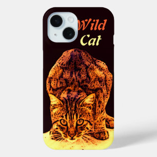 WILD CAT KITTEN Yellow Brown iPhone 15 Case