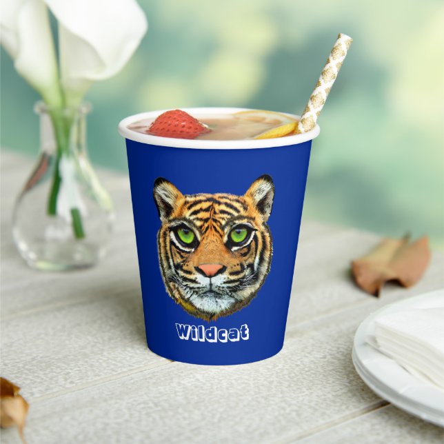Wild Cat on Blue Paper Cups (Insitu)