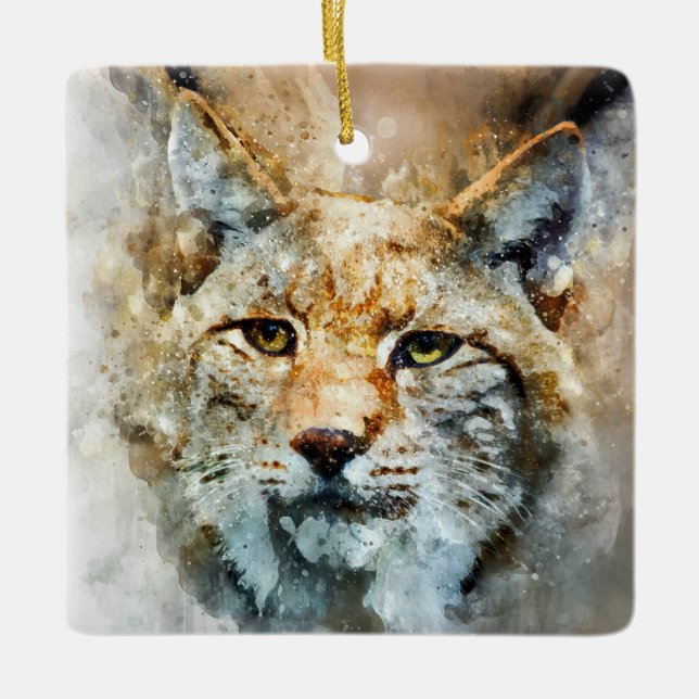 wild cat porcelain ornament (Front)